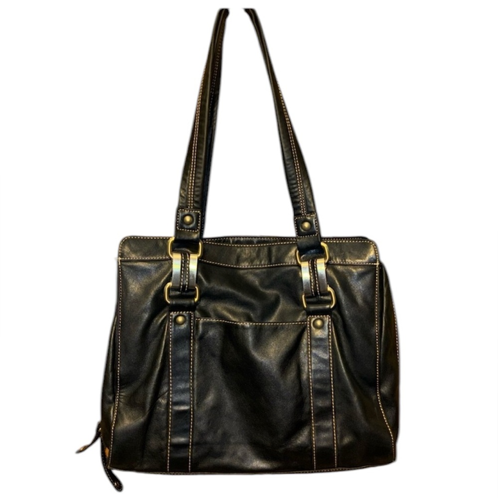 Perlina Black Leather Satchel great condition - Picture 2 of 8